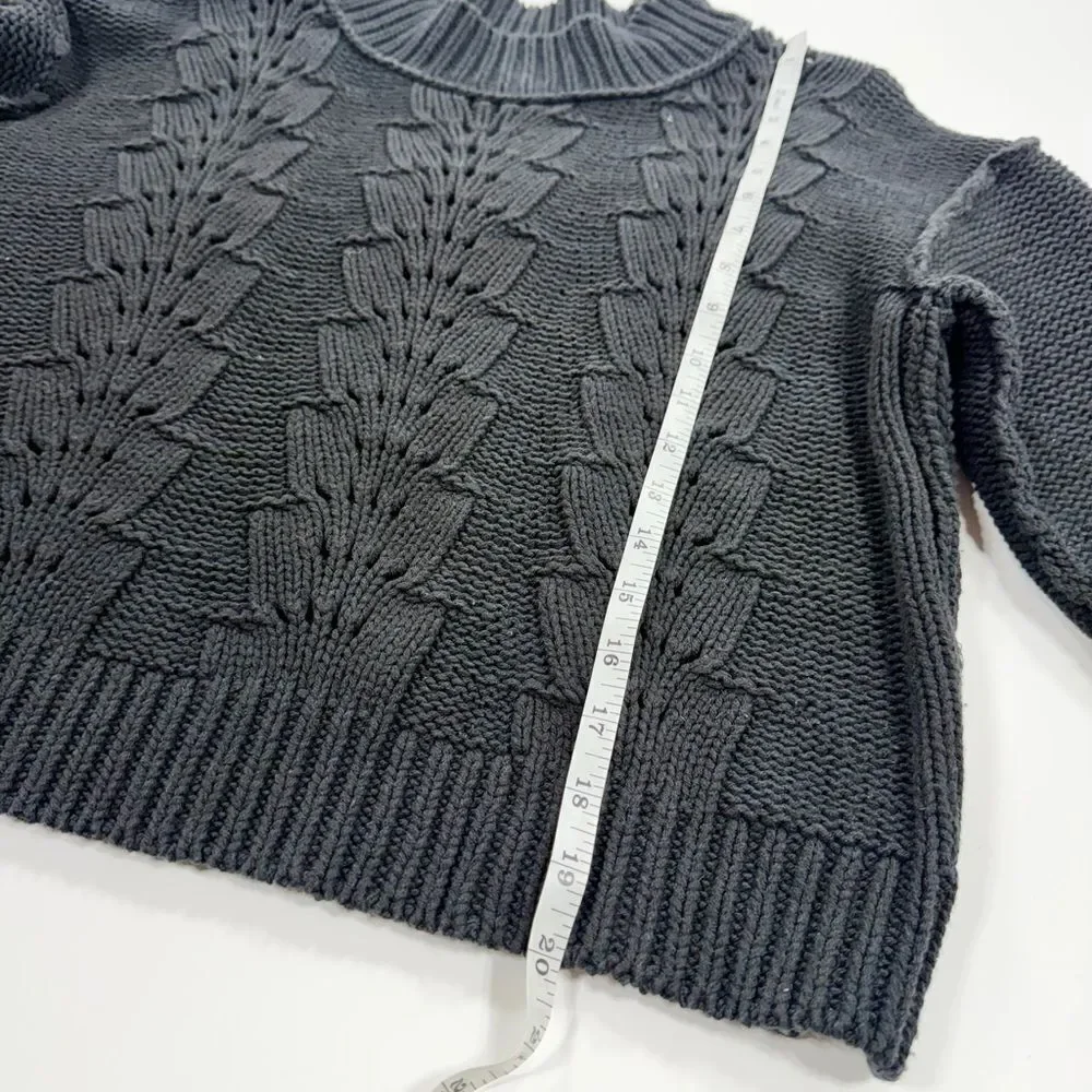 Free People Black Cable Knit Women's Sweater Medium